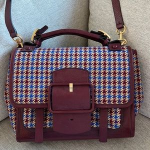 Authentic Tory Burch Large Sawyer Houndstooth Satchel